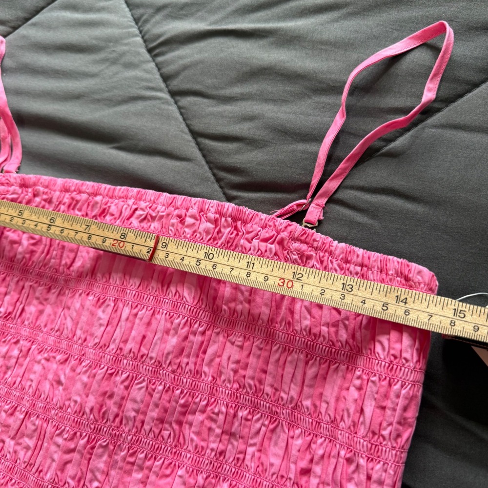 A New Day Smocked Tube Top Women Medium Pink NWT Adjustable Straps Cropped - Picture 3 of 6